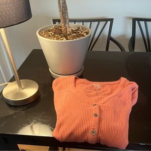 Pink Hollister Ribbed long sleeve tie top size M